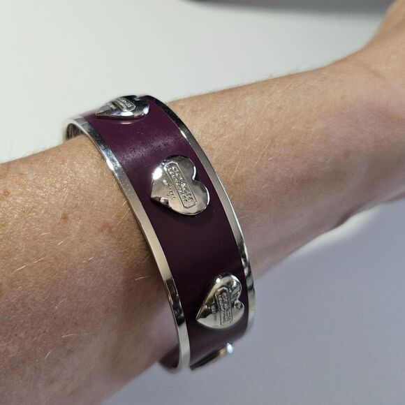 *Sale* Coach silver tone and burgundy bangle bracelet - Picture 6 of 16